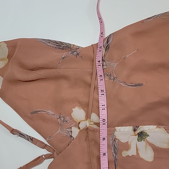 Lulu's All Mine Rusty Rose Floral Print High-Low Wrap Dress/ M. - Picture 8 of 13
